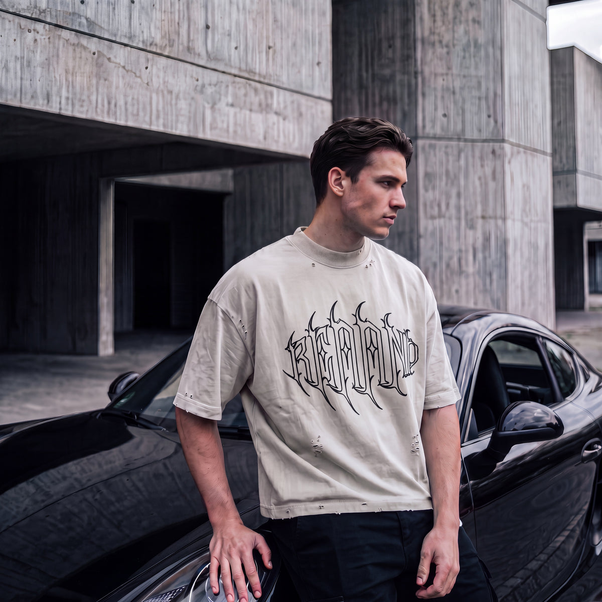 Ghotic cropped distressed t-shirt